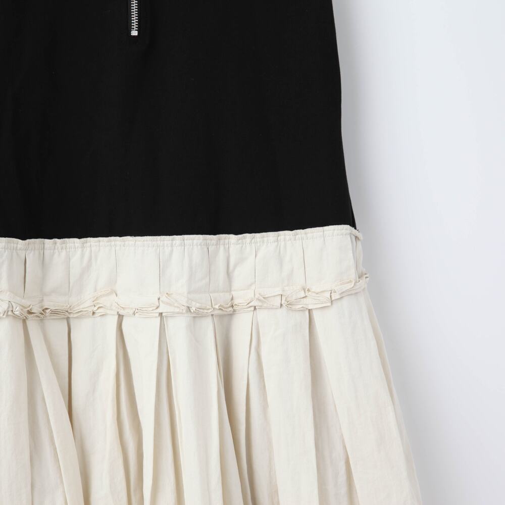 PLAN C x RTR Knit And Poplin Two Toned Pleated Midi Dress Size 4 - Picture 8 of 10